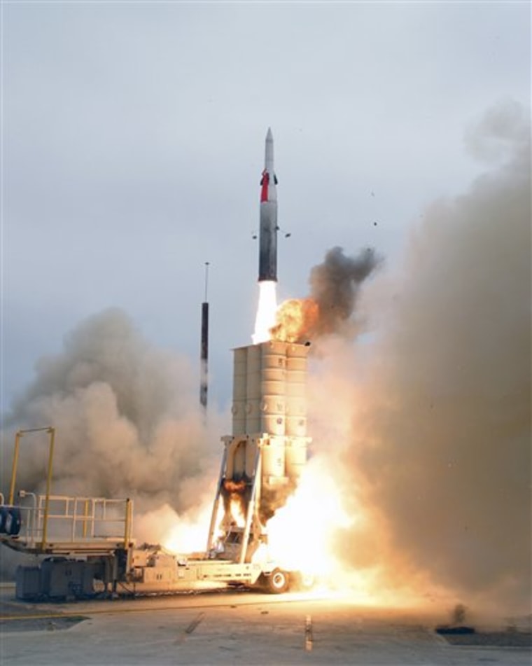 In this July 29, 2004, file photo an anti-ballistic missile, under development by the United States and Israel, lifts off from Point Mugu Sea Range, off the California coast, as a test of an improved version of the Arrow missile.The Israeli military says it will soon hold a major missile defense exercise with U.S. forces.